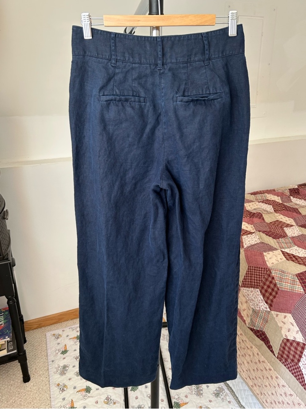 Boden Westbourne 100% Linen Wide Leg Pants Navy Blue 6 - Picture 2 of 4